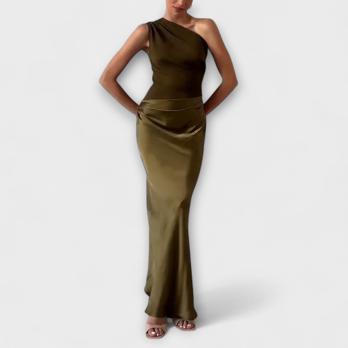 Levana One-Shoulder Pleated Dress