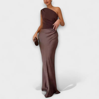 Levana One-Shoulder Pleated Dress