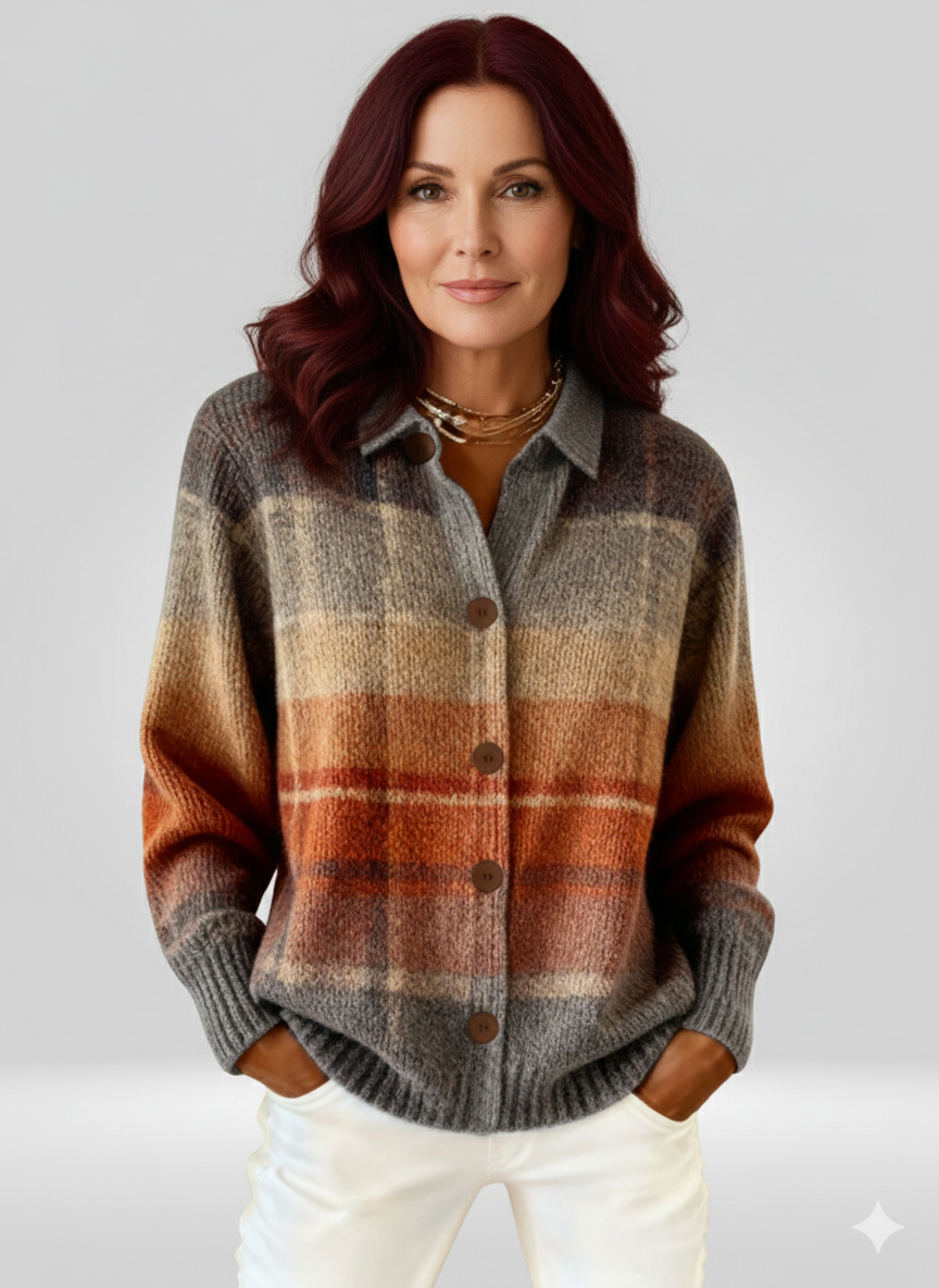 Fleur | Geruite blouse in warme herfstige tinten