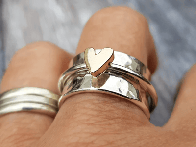 Mely Gold Heart Silver Ring