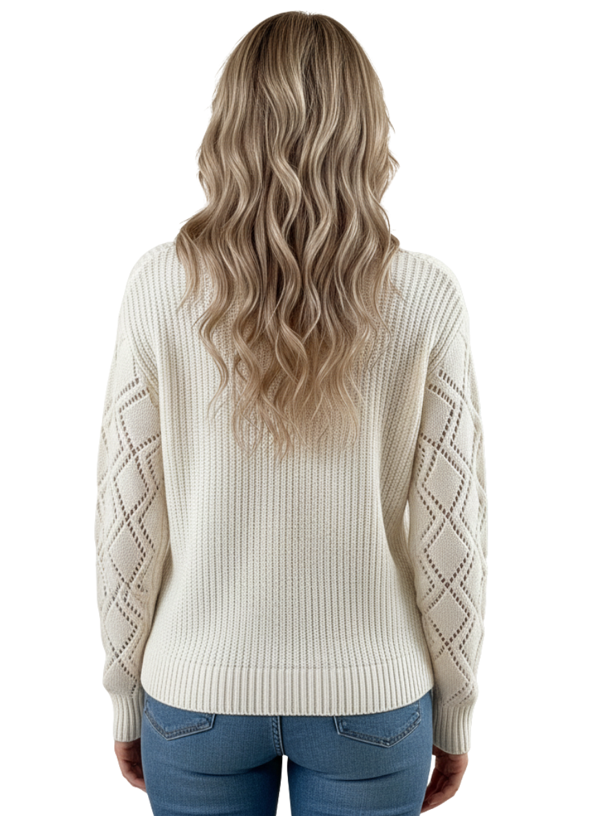 Marjolein | Gebreide kleurbloktrui met V-hals