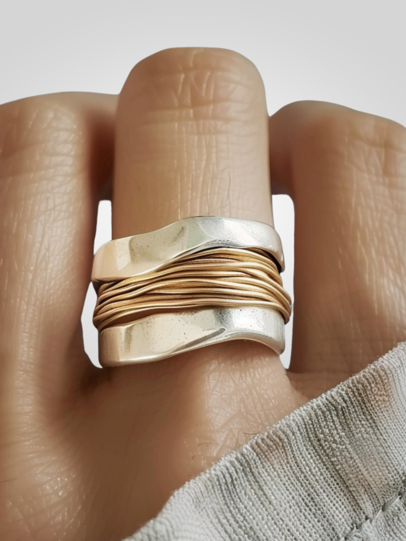 Silver Gold Thread Ring